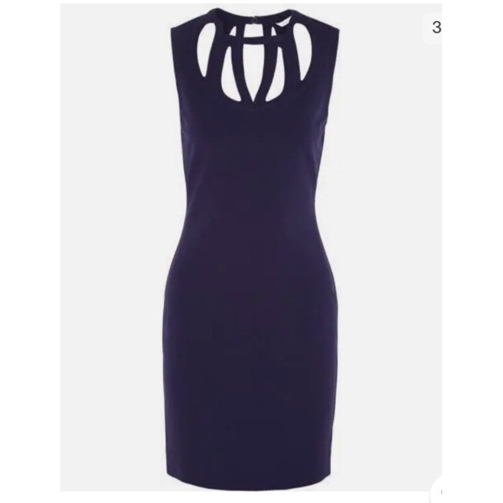 Diane von Furstenberg Purple Cutout Neck Bodycon Mini Dress Womens Size 8